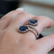 Émilie - anillo de zafiro pera de 6.00 quilates con diamantes naturales de 0.89 quilates