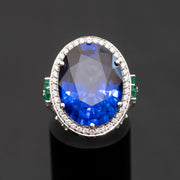 vintage sapphire statement ring for women gold and diamonds