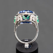 Belle - 23.00 carat oval sapphire ring 0.68 carat natural emerald, 1.00 carat natural diamonds