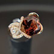 anillo vintage de turmalina y diamantes para mujer cóctel anillos llamativos de oro amarillo