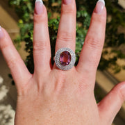 Aine - 5.10 carat natural pink Tourmaline ring with 1.61 carat natural diamonds