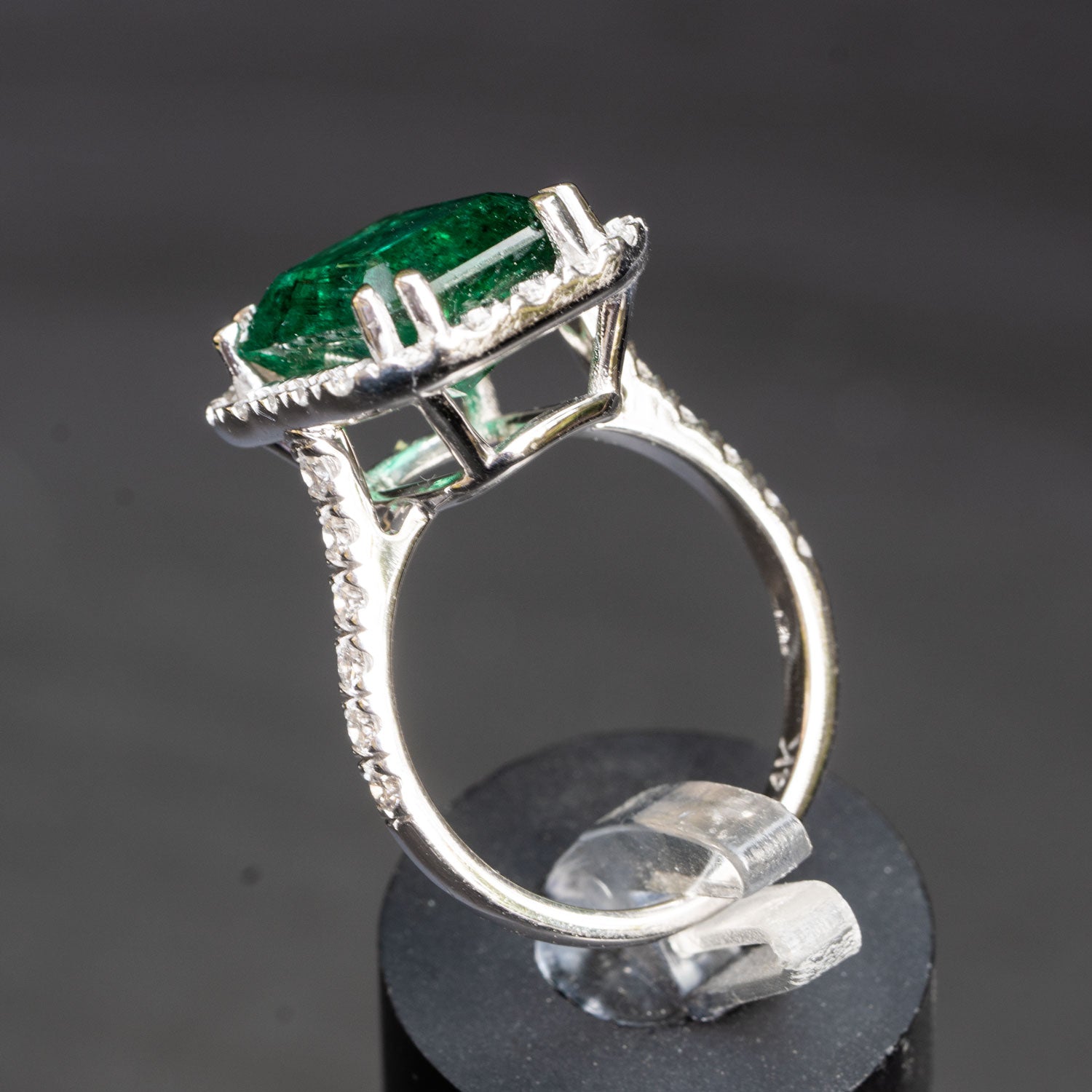 Emerald Engagement Ring White Gold Halo Diamond Ring ADEM524